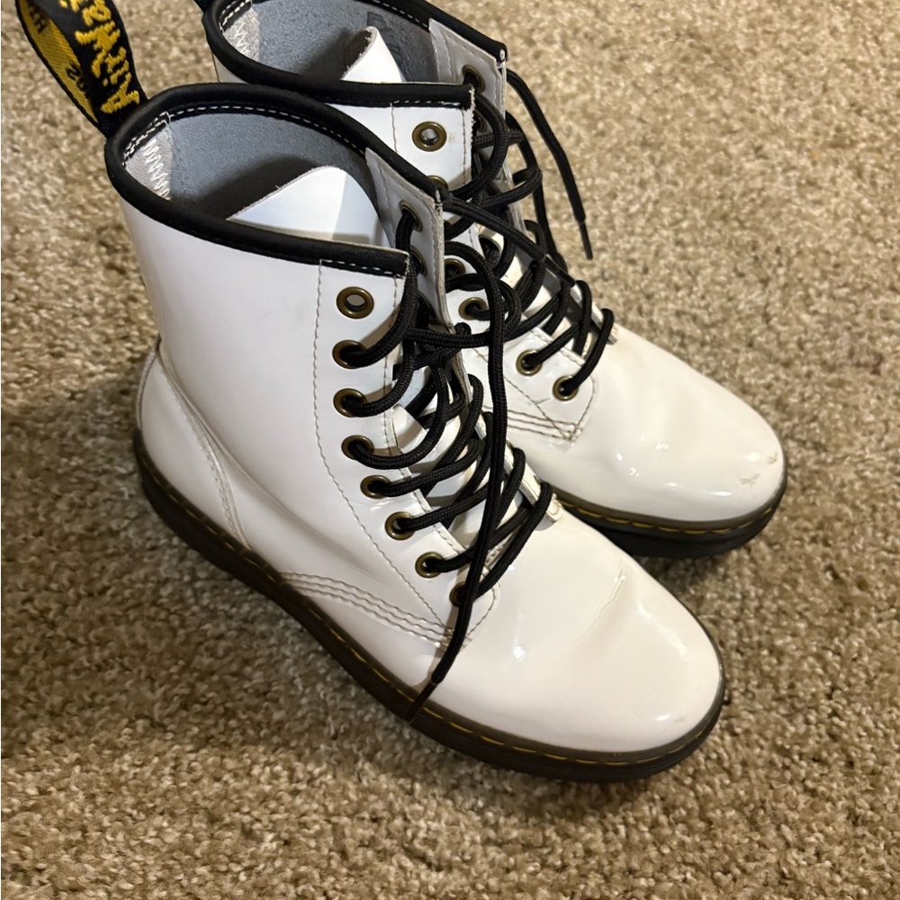 Dr. Martens White Boots with Black Soles - Picture 3 of 10